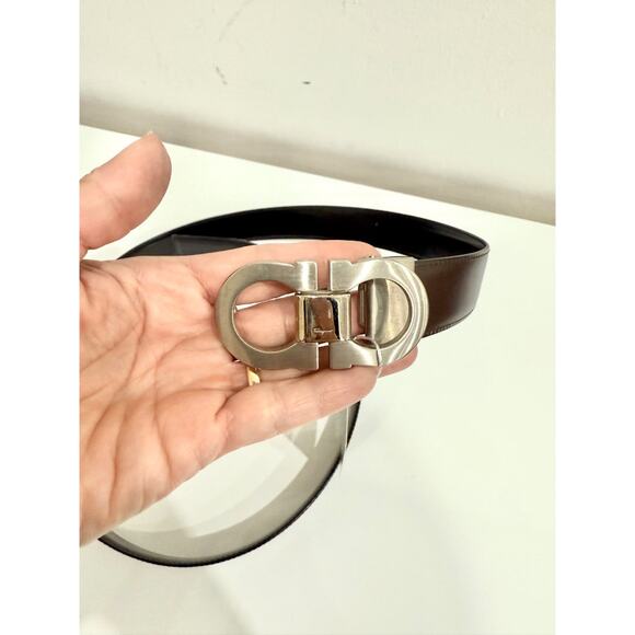 Ferragamo Leather Gancini Buckle Adjustable Belt Black Men Size 95/38 / M - Picture 2 of 4